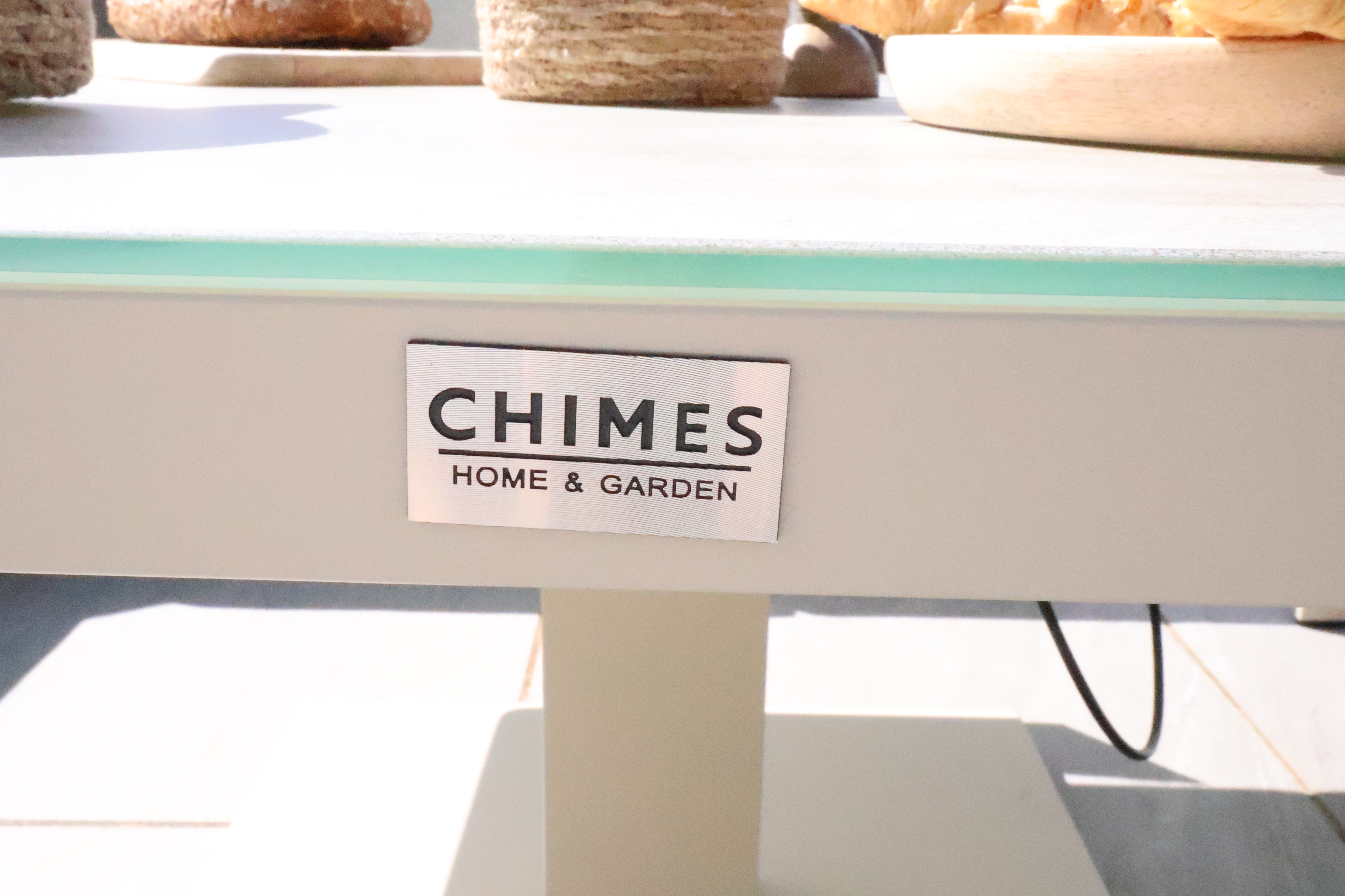 Chimes - Portofino Aluminium & Rope Compact Corner Dining Set With Rising Table - Cream